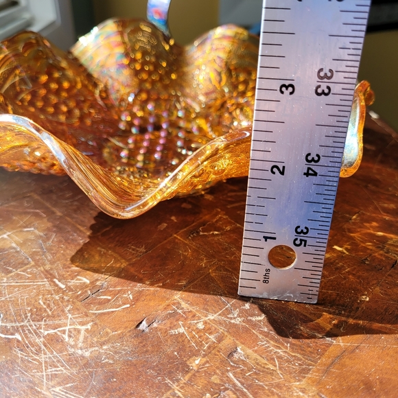 Frosted Amber Carnival Glass Depression Glass - Picture 4 of 8